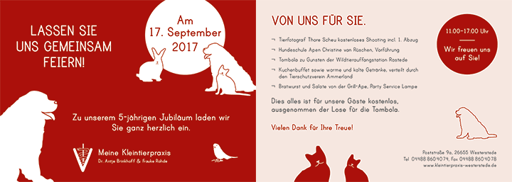 Kleintierpraxis Jubiläum 17. September 2017